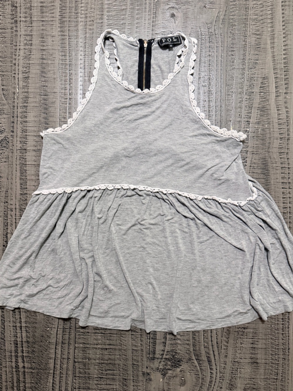 POL Light Grey Lace-Trim Chemise Tank